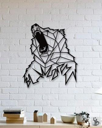 Cheap Metal Wall Decor, Metal Bear Wall Art, Geometric Bear Decor