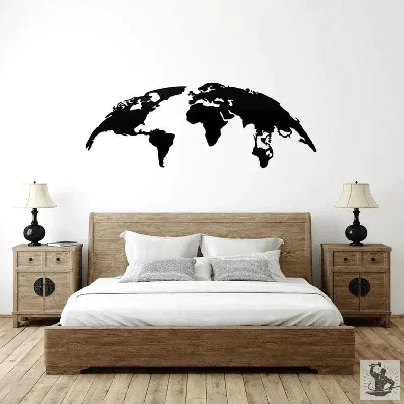 Metal wall decoration above the bed