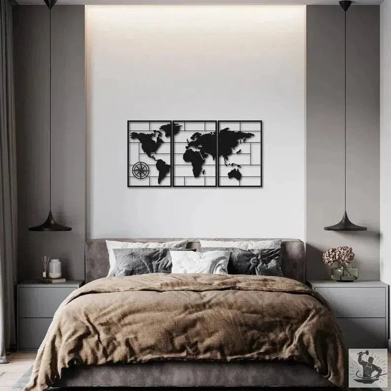 World Map Design Metal Wall Decoration