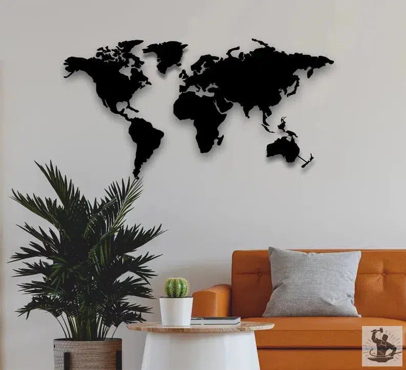 World Map Industrial Metal Wall Decor